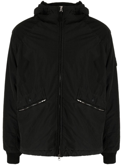 Stone Island Compass-motif Hooded Jacket In Nero
