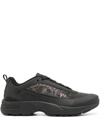 Stone Island Grime Logo-embossed Sneakers In Black
