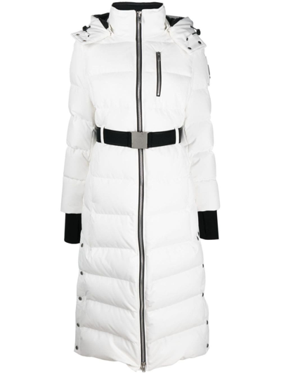 Moose Knuckles Belted Padded Coat In White