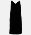 Loewe Strapless Cotton-blend Velvet Midi Dress In Black
