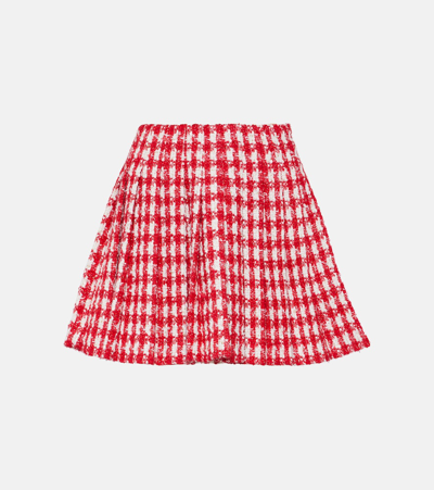 Self-portrait Pleated Houndstooth Bouclé Mini Skirt In Multi-colored