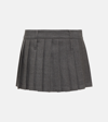 The Frankie Shop Blake Pleated Wool Blend Mini Skirt In Grey