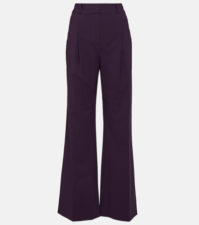 Veronica Beard Ollie Wool-blend Wide-leg Trousers In Purple