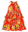 Zimmermann Teen Girls Red Tiered Floral Dress In Red