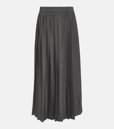 The Frankie Shop Frankie Shop Womens Dark Grey Melange Bailey Pleated Woven Maxi Skirt