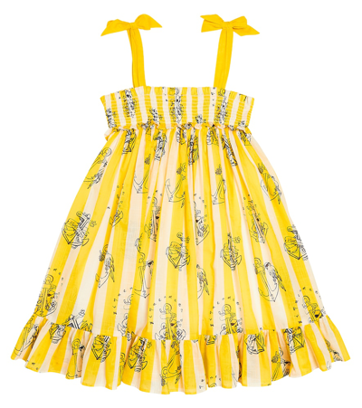 Zimmermann Kids' Alight Striped Cotton Dress In Yellow