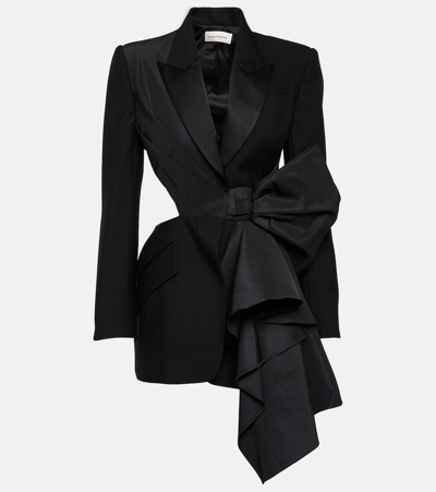 Alexander Mcqueen Bow-detail Cutout Wool Tuxedo Jacket In Black
