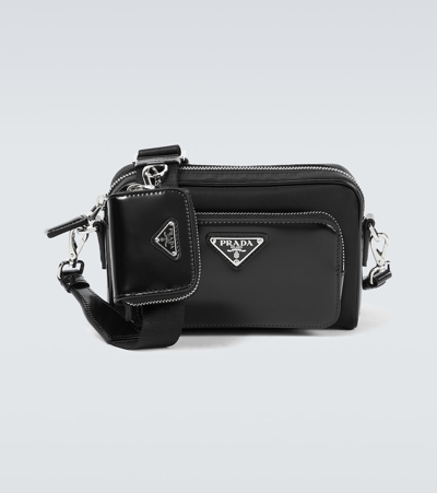 Prada Re-nylon And Brushed Leather Shoulder Bag In Black