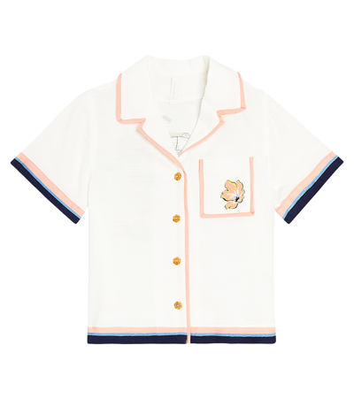 Zimmermann Teen Girls Ivory Cotton Nautical Shirt In Ivory Multi