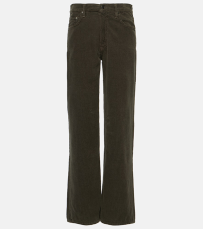 Agolde Harper Mid-rise Corduroy Straight Jeans In Grey