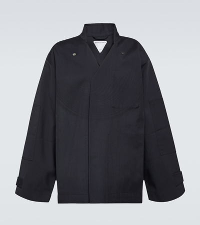 Bottega Veneta Wool And Cotton Jacket In Navy/black