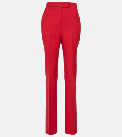 Ferragamo Pressed-crease Tailored Trousers In Red