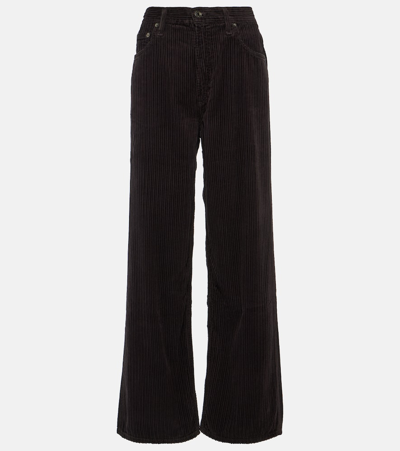 Agolde Low Slung Baggy Corduroy Straight Jeans In Black