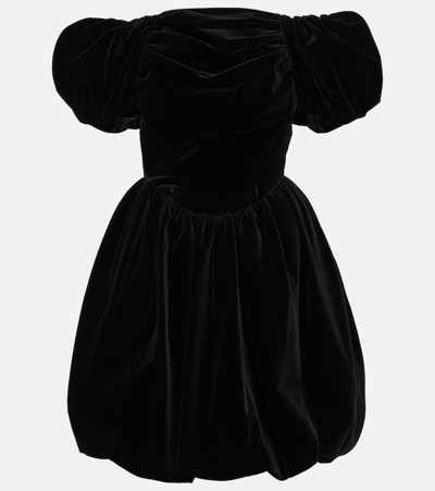 Simone Rocha Off-shoulder Velvet Mini Dress In Black