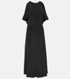 Loro Piana Milena Draped Silk Midi Dress In Black