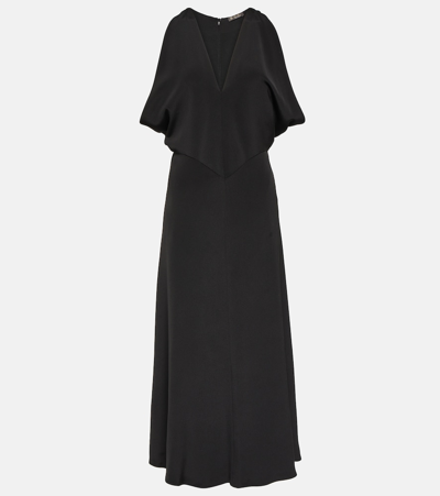 Loro Piana Flared Silk Maxi Dress In Black
