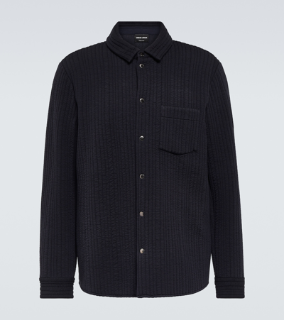 Giorgio Armani Quilted Overshirt In Blu Notte