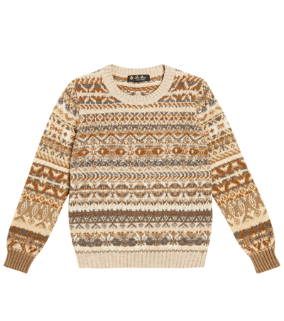 Loro Piana Kids' Kalgoorlie Cashmere And Silk Jacquard Sweater In Fancy Natural Color