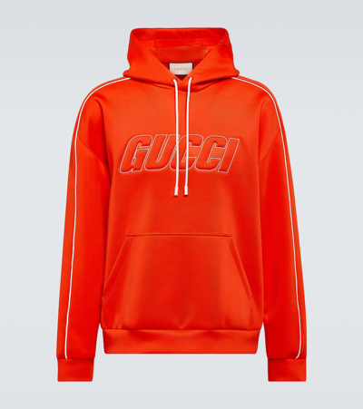 Gucci Logo Detail Tech Hoodie In Red