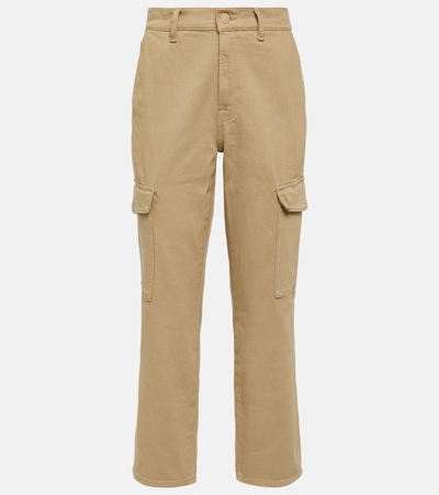 7 For All Mankind Cargo Logan Cotton Twill Cargo Pants In Beige
