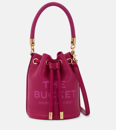 Marc Jacobs The Mini Bucket Leather Bag In Lipstick Pink