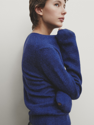 Massimo Dutti Strickpullover Mit Rundausschnitt In Blau