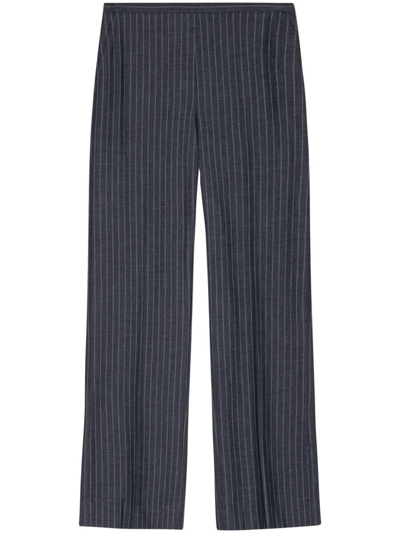 Ganni Trousers In Grey Pinstripe