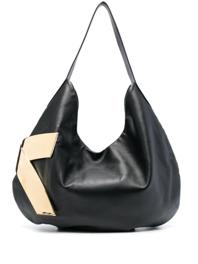 Genny X-shaped Hardware Shoulder Bag In Black
