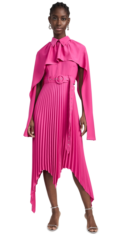 Thebe Magugu Scarf Pleated Dress Cerise Pink Xs