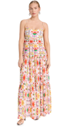 Borgo De Nor Merle Printed Viscose Crepe Long Dress In Avatar - White