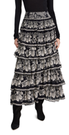 FARM RIO PASLEY BLOOM BLACK TIERED SKIRT PASLEY BLOOM BLACK