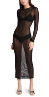 Good American Mesh Twist Cover-up Maxi Dress In Black