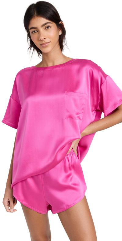 Lunya Washable Silk Tee Set Caffeinated Pink Xs