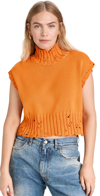 Marni Distressed Crop Vest In Orange