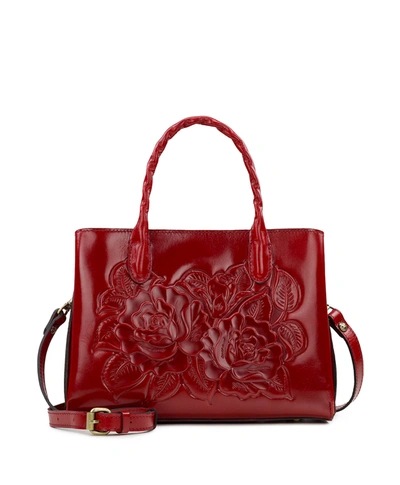 Patricia Nash Genovese Medium Leather Top Handle Bag In Ruby Red