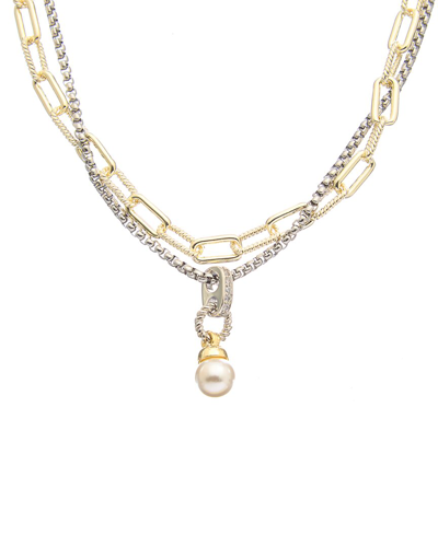 Juvell 18k Plated Pearl Cz Link Necklace