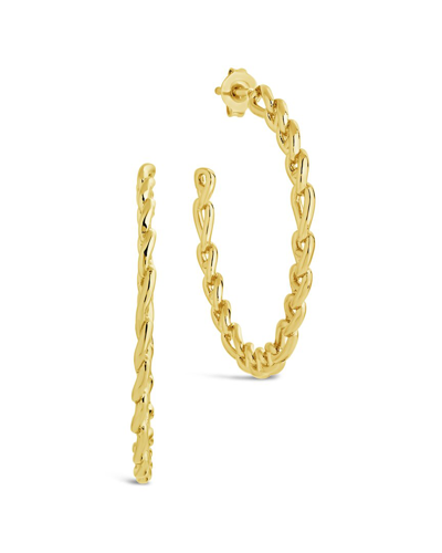 Sterling Forever Rylan Flat Chain Hoop Earrings In Gold
