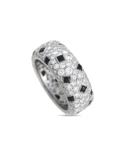 Cartier Panthere Pelage 18k White Gold 3.45ct Diamond And Onyx Ring Ca09-101023 In Black