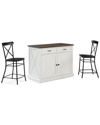 Crosley Furniture Clifton Kitchen Island W/camille Stools- Kitchen Island & 2 Stools In White