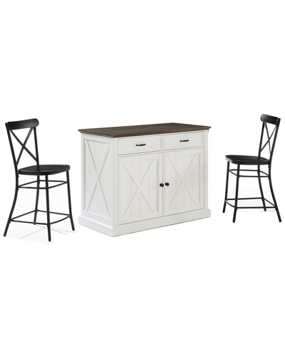 Crosley Furniture Clifton Kitchen Island W/camille Stools- Kitchen Island & 2 Stools In White