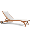 CURATED MAISON CURATED MAISON PERRIN TEAK OUTDOOR RECLINING CHAISE LOUNGE IN WHITE WITH WHEELS