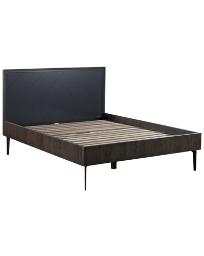 Armen Living Cross Solid Oak And Metal King Or Queen Platform Bed Frame