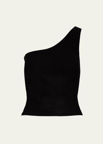 Ralph Lauren One-shoulder Jersey Top In Black
