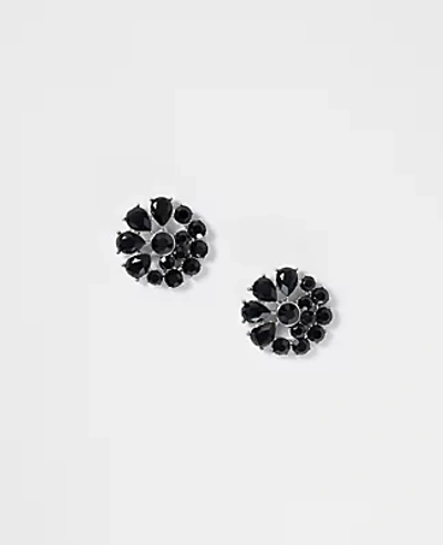 Ann Taylor Crystal Floral Stud Earrings In Black