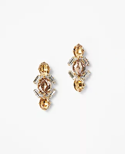 Ann Taylor Oversized Crystal Rhombus Stud Earrings In Goldtone