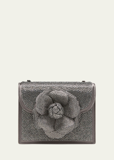 Oscar De La Renta Tro Crystal-embellished Mini Bag In Smoke/gunmetal