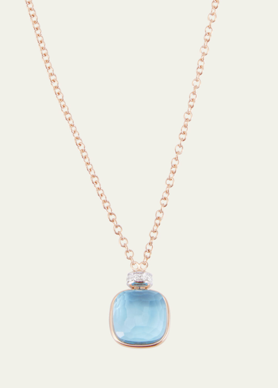 Pomellato Nudo Classic Blue Topaz Pendant Necklace With Diamonds