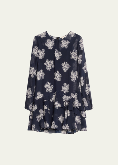 Jason Wu Floral-print Ruffle Mini Dress In Bouquet Floral-na