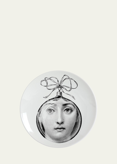 Fornasetti Tema E Variazioni N.88 Face Ornament Plate In White Black