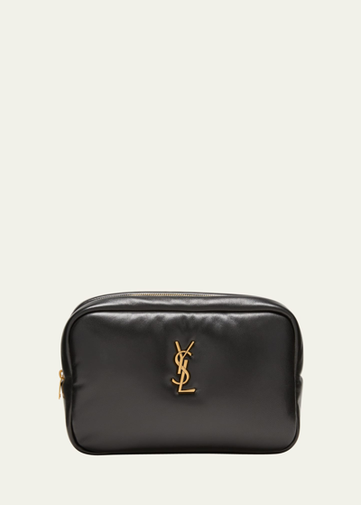Saint Laurent Cassandra Medium Ysl Cosmetic Pouch Bag In Nero
